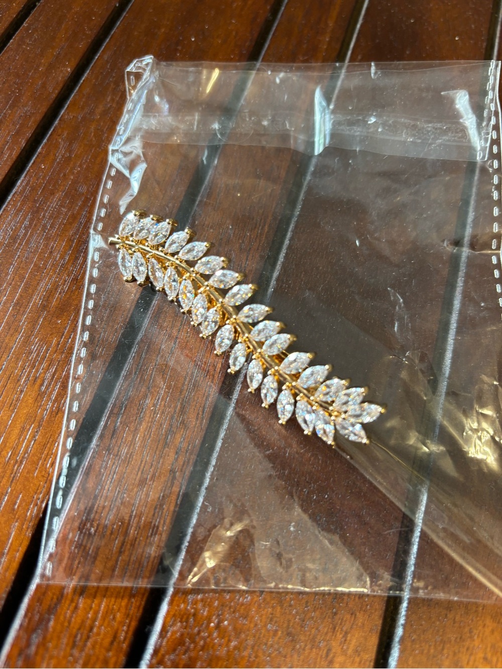 Gold Leaf Crystal Hair Clip - Women Accessories